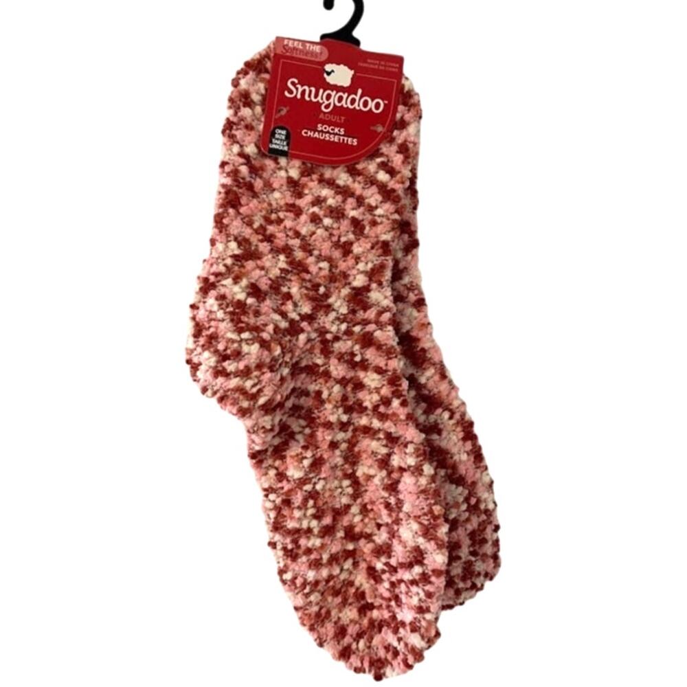 Snugadoo Socks Super Soft Adult Fuzzy Socks Pin Red White Holiday Cozy Winter OS